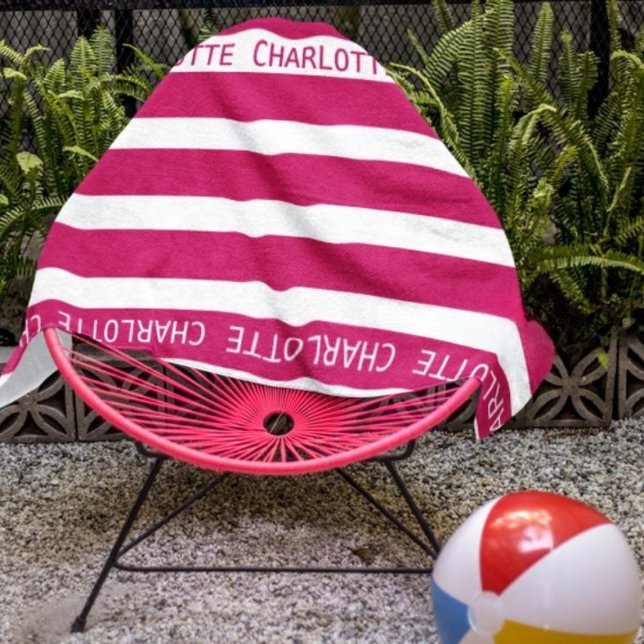 Toalla de playa clásica a rayas personalizada | Ro (Subido por el creador)