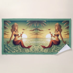 Toalla De Playa Clásica Martini Mermaid Thunder_Cove