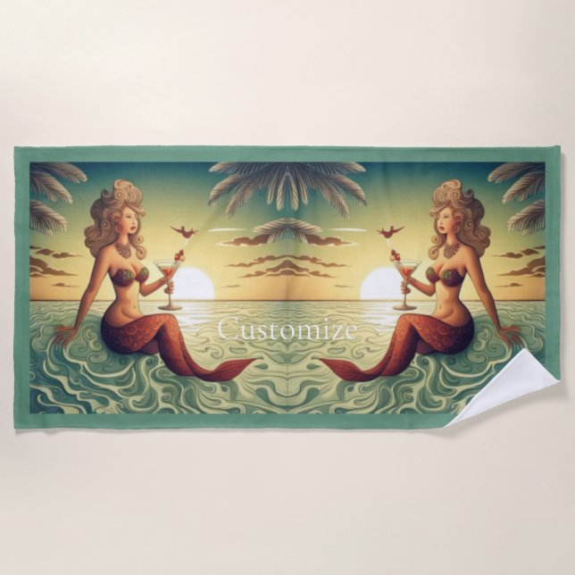 Toalla De Playa Clásica Martini Mermaid Thunder_Cove (Anverso)