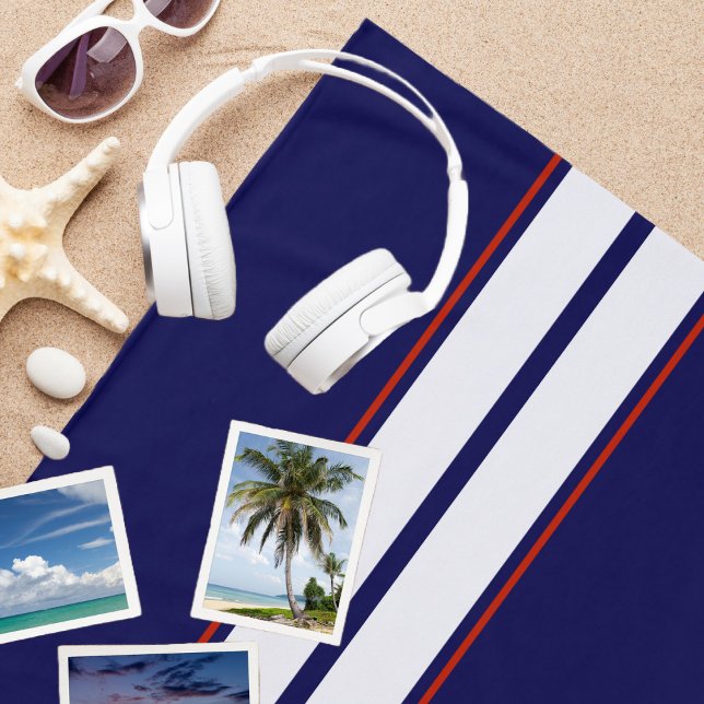 Toalla De Playa Clásicas rayas de Carreras roja, blanca y azul (Subido por el creador)