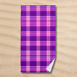 Toalla De Playa Clásico Cuadros Rosa Púrpura