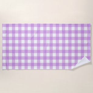 Toalla De Playa Clásico Gingham Check Plaid Pattern Lilac