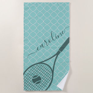 Toalla De Playa Clásico Tennis Racket Nombre Chica Sport Style