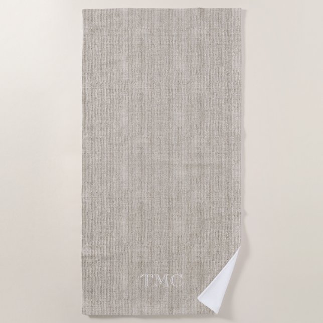 Toalla De Playa Classic Monogram INITIALS Luxury Linen Fabric Home (Anverso)