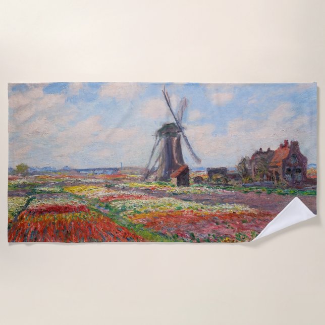 Toalla De Playa Claude Monet - Campo de tulipanes en Holanda (Anverso)