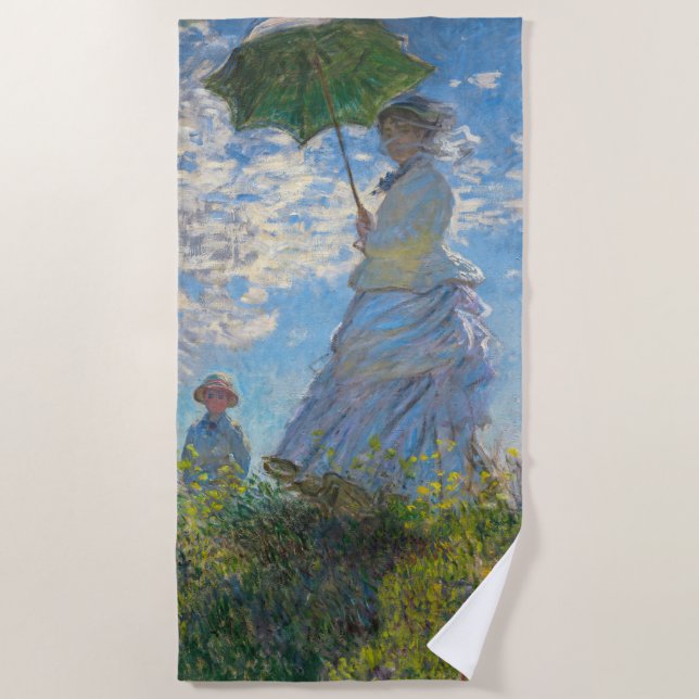 Toalla De Playa Claude Monet - El paseo, mujer con sombrilla (Anverso)