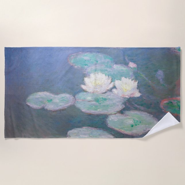 Toalla De Playa Claude Monet - Lilies de agua, efecto nocturno (Anverso)