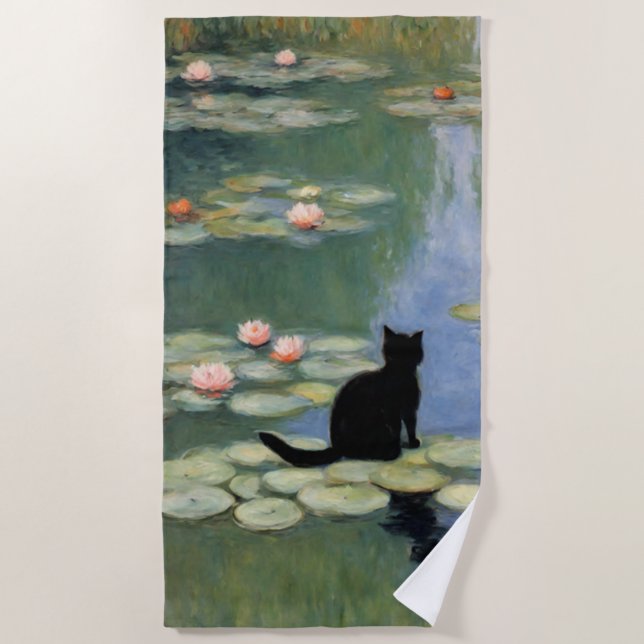 Toalla De Playa Claw Monet Water Lilies Cat Pond (Anverso)