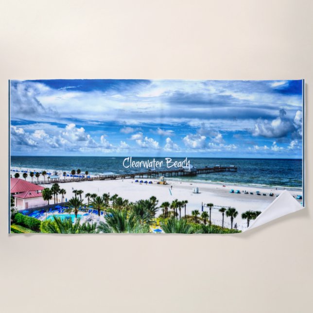 Toalla De Playa Clearwater Beach, etiquetado, (Anverso)