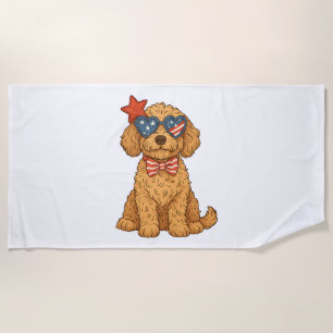 Toalla De Playa Clipart Patriótico de Goldendoodle