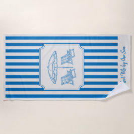 Toalla De Playa Coastal Beach Vibes Blue Stripes