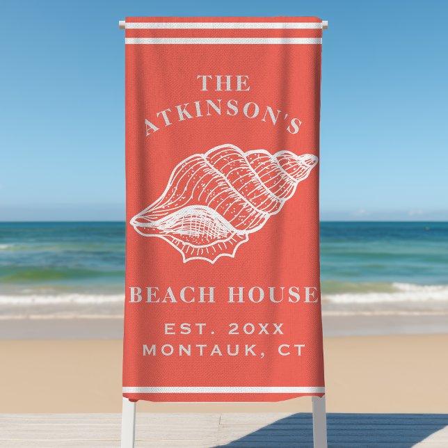 Toalla De Playa Coastal Conch Shell Beach House Nombre de familia  (Subido por el creador)