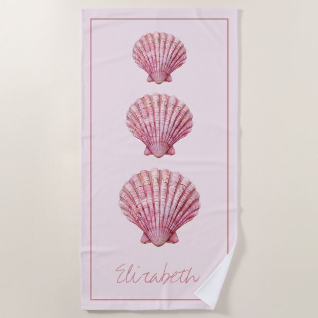 Toalla De Playa Coastal Pink Seasheles Personalizadas (Anverso)