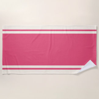 Toalla De Playa Coastal Stripe Beach Towel - Raspberry & Cream