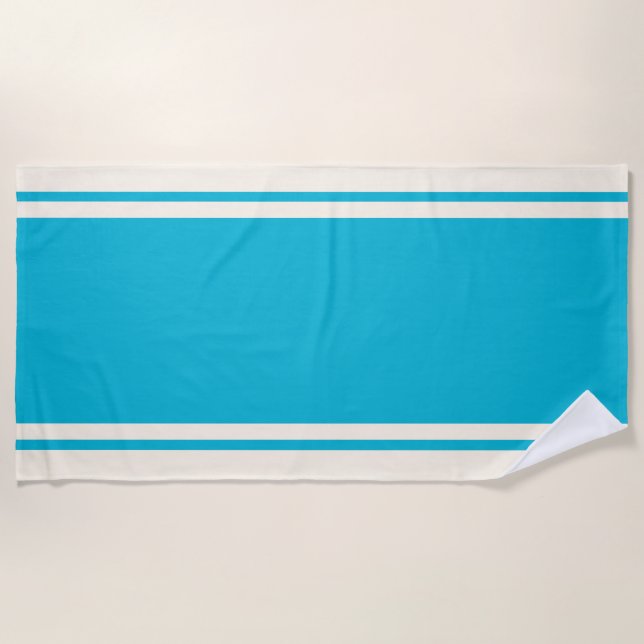 Toalla De Playa Coastal Stripe Beach Towel - Turquoise & Cream (Anverso)