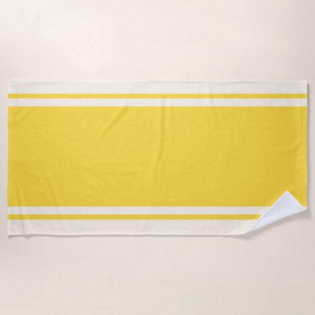 Toalla De Playa Coastal Stripe Beach Towel - Yellow & Cream (Anverso)