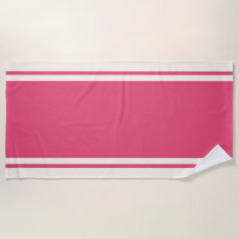 Toalla de playa Coastal Stripe - Frambuesa y crema