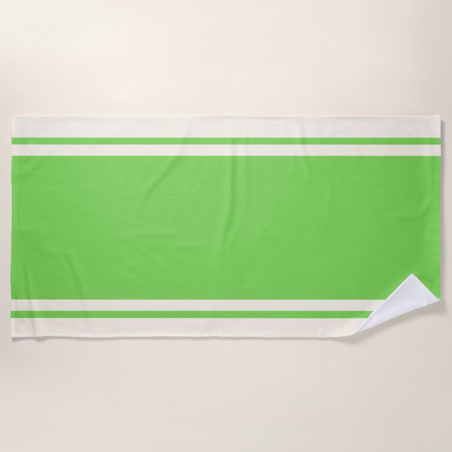 Toalla de playa Coastal Stripe - Lima y crema (Anverso)