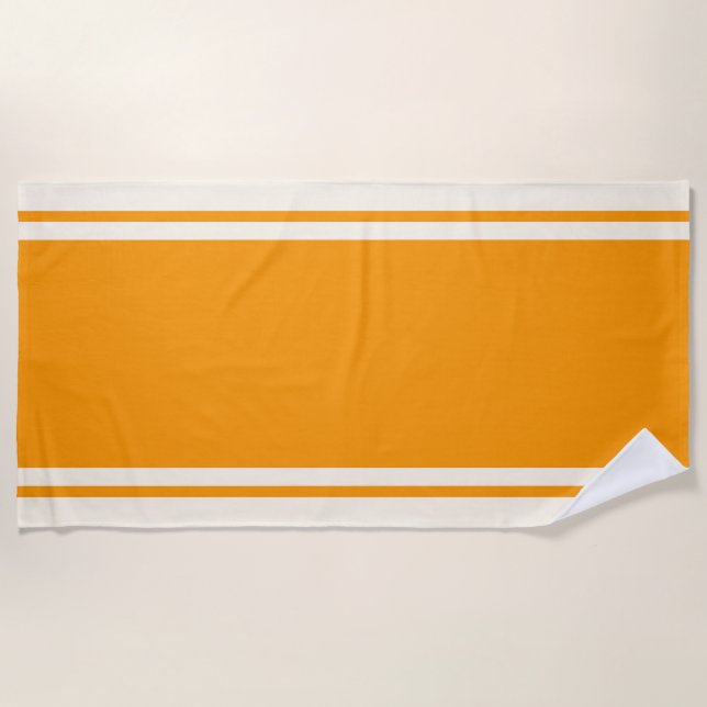 Toalla de playa Coastal Stripe - Naranja y crema (Anverso)