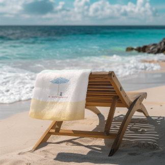 Toalla De Playa Coastal Watercolor Beach Umbrella Dog Towel