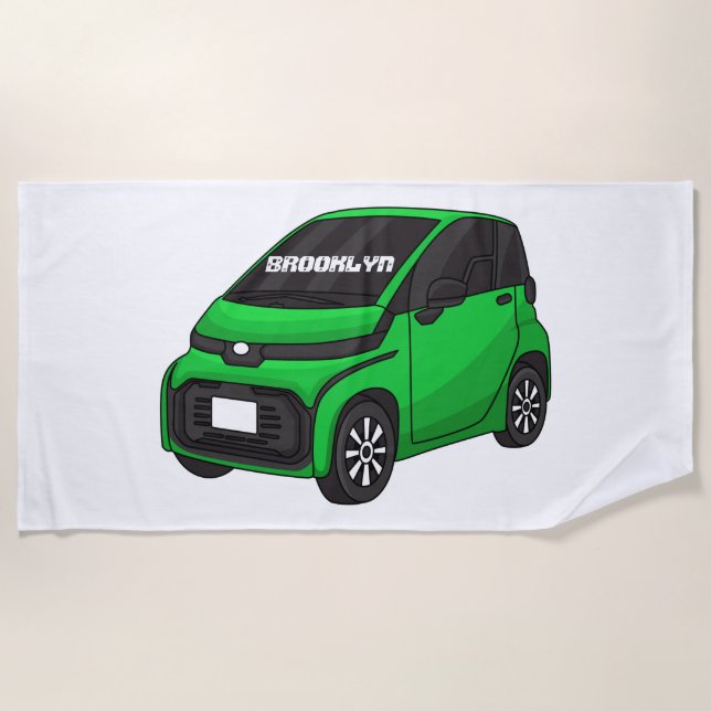 Toalla De Playa Coche de pequeño tamaño verde (Anverso)