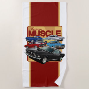 Toalla De Playa Coches de los músculos retro americanos