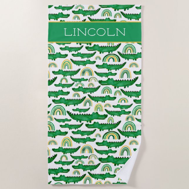 Toalla De Playa Cocodrilo acuático lagrima personalizado (Anverso)