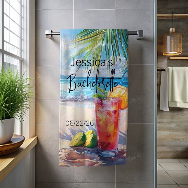 Toalla De Playa Cóctel de Monograma de Playa de Despedida de Solte (Subido por el creador)