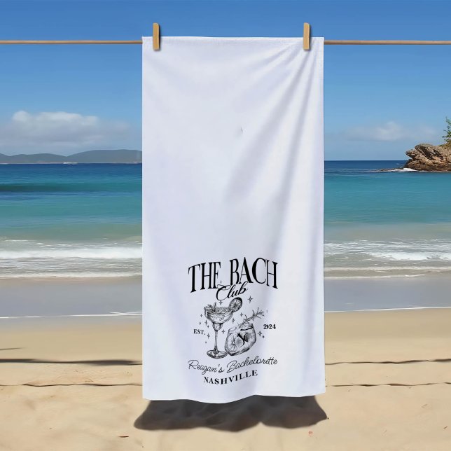 Toalla De Playa Cóctel Retro Despedida de Soltera Negro Personaliz (Subido por el creador)