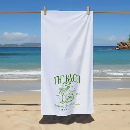 Toalla De Playa Cóctel Retro Verde Personalizado para Despedida de