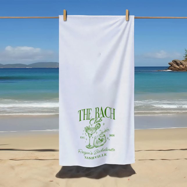 Toalla De Playa Cóctel Retro Verde Personalizado para Despedida de (Subido por el creador)