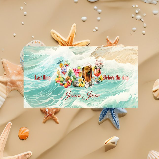 Toalla De Playa Cócteles de Océano Frutas Tropicales Despedida de  (Ocean Cocktails Tropical Fruits Bachelorette Party Beach Towel)