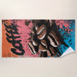 Toalla De Playa Coffee Graffiti Pop Art Beans