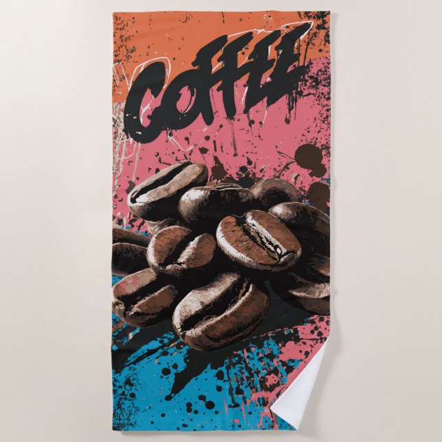 Toalla De Playa Coffee Graffiti Pop Art Beans (Anverso)