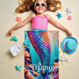 Toalla De Playa Cola de sirena personalizada