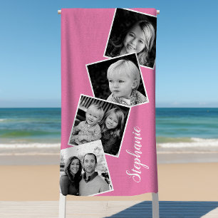 Toalla De Playa Colaje de 4 Fotos Personalizadas Tira de Película