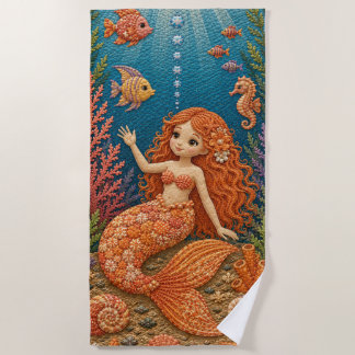 Toalla De Playa Colcha de sirena naranja