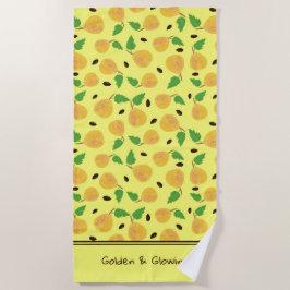 Toalla De Playa Colección Peras Doradas Amarillo Brillante