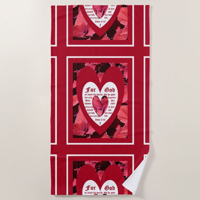 Toalla De Playa Coleus Close-up with John 3:16 (Anverso)