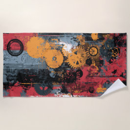 Toalla De Playa Collage de engranajes industriales Arte urbano gru