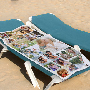 Toalla De Playa Collage de fotos 19 Imagen Reunión familiar blanca