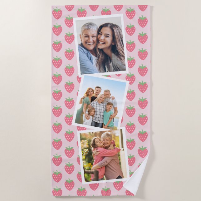 Toalla De Playa Collage de fotos de fresas (Anverso)