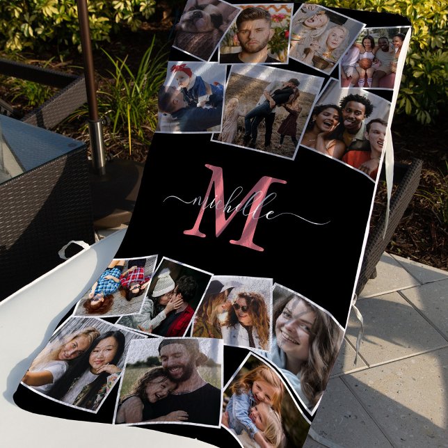 Toalla De Playa Collage de fotos de nombres de monograma (Subido por el creador)