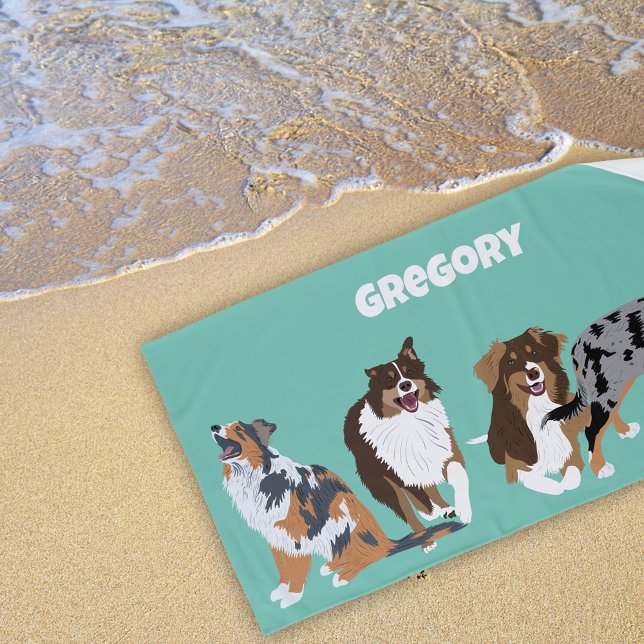 Toalla De Playa Collage de pastores australianos perros australian (Subido por el creador)