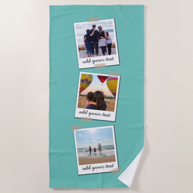 Toalla De Playa Collage de Personalizados fotográficos de Familia  (Anverso)