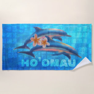 Toalla De Playa Collage primitivo de delfines hawaianos HO’OMAU