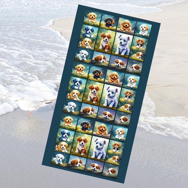 Toalla De Playa Collaje de cachorros, perros pequeños (Subido por el creador)