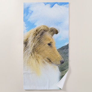 Toalla De Playa Collie in Mountains (Rough) Pintura - Perro Art