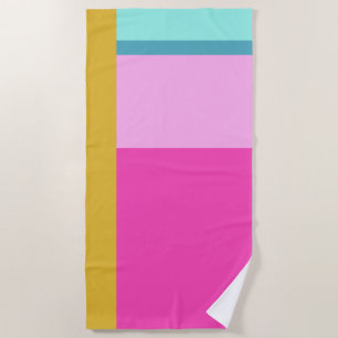 Toalla De Playa Color Block Art Formas geométricas brillantes Turq