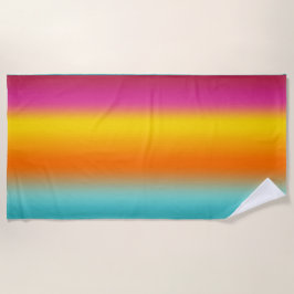 Toalla De Playa Color rosa, amarillo, Naranja, degradado Verde azu